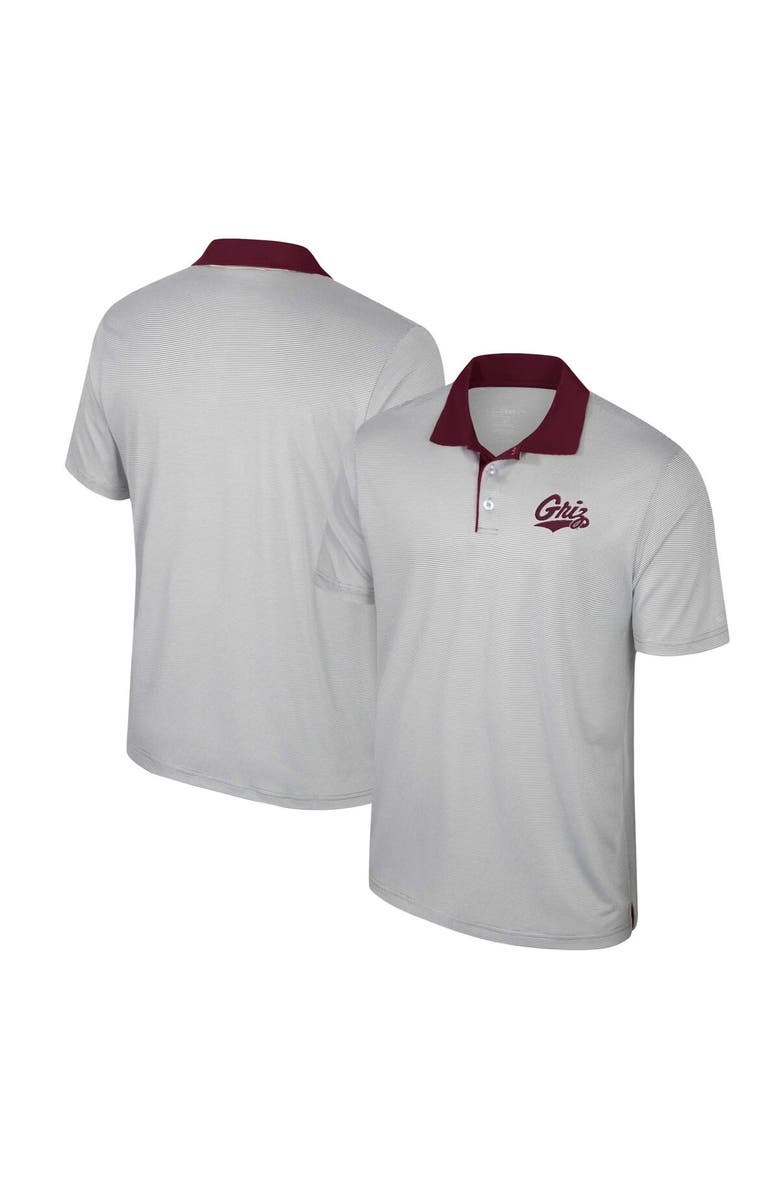 COLOSSEUM Men's Colosseum Gray Montana Grizzlies Tuck Striped Polo, Main, color, Gray