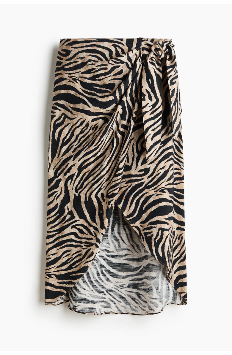 H&M Wrap Skirt, Main, color, Beige/Zebra Print