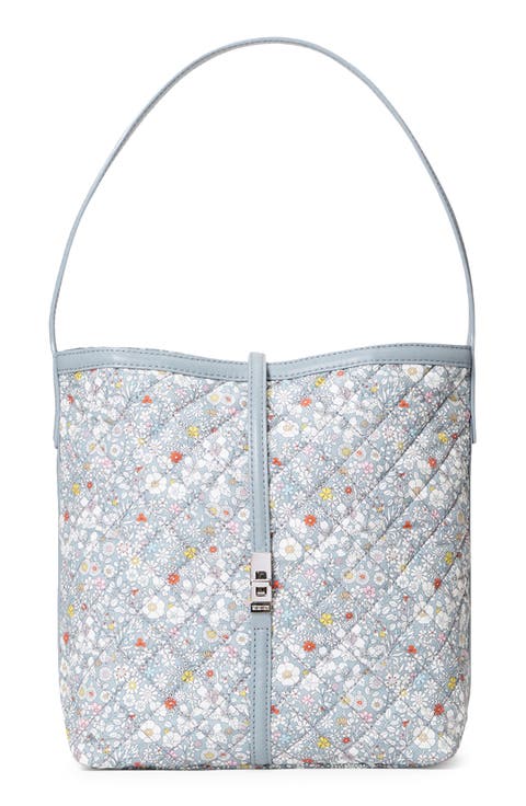 Small Astor Floral Diamond Quilted Nylon Hobo