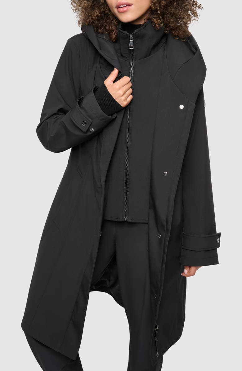 DKNY Hooded Belted Softshell Jacket with Bib, Alternate, color,