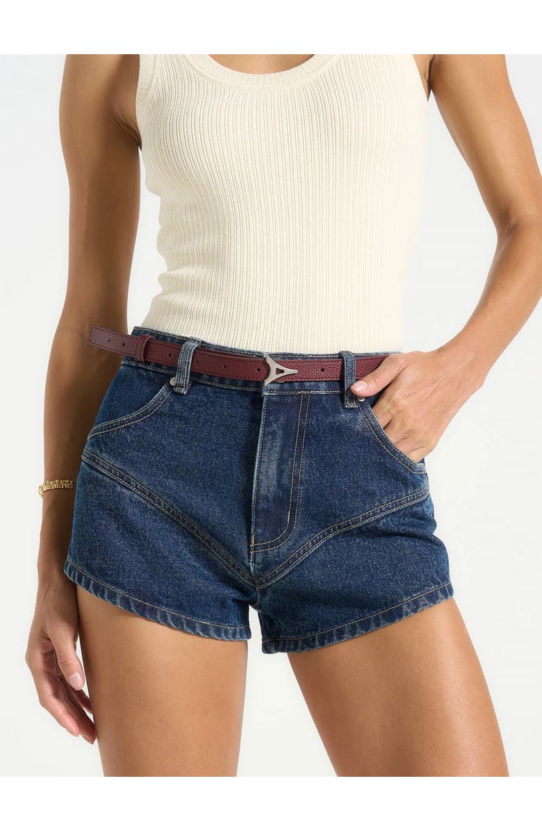 Manière De Voir Leonie Eiffel Slim Leather Belt, Alternate, color, Red