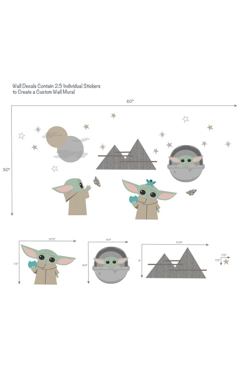 Lambs & Ivy Star Wars The Mandalorian The Child/Baby Yoda Wall Decals, Alternate, color, Taupe
