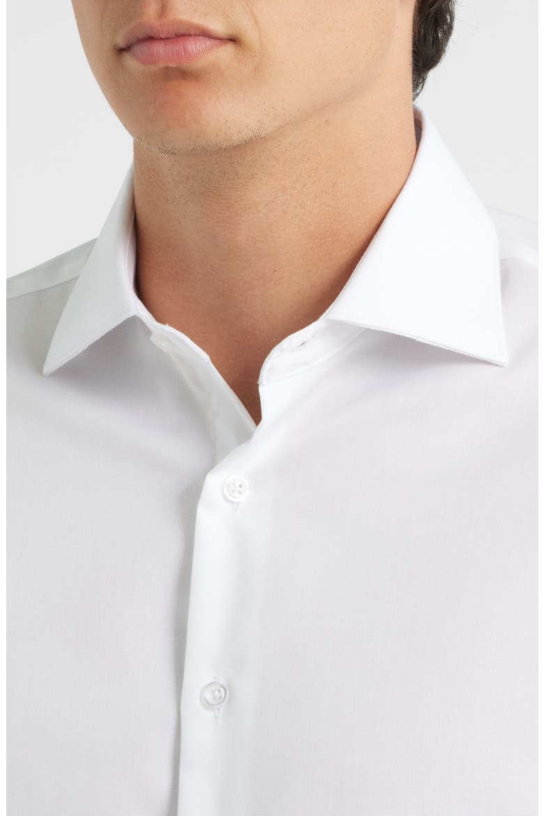 Trim Fit Twill Dress Shirt, Alternate, color, WHITE