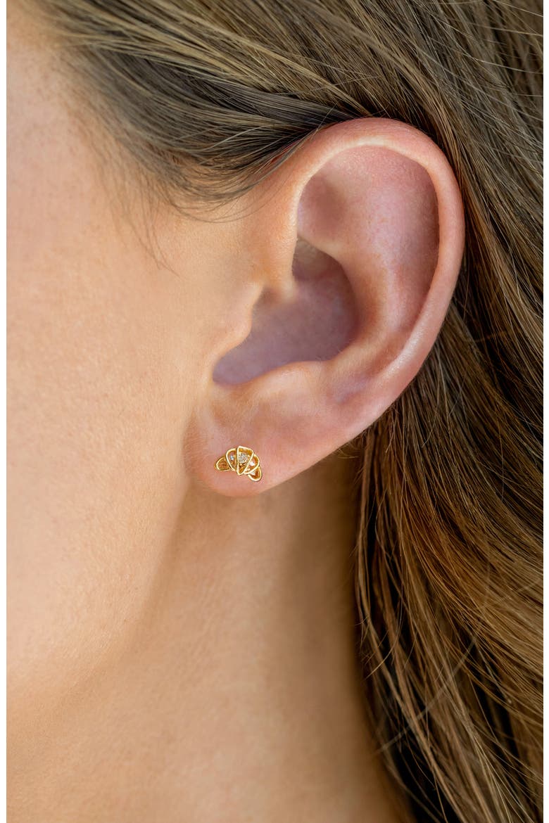 Croissant Stud Earrings, Alternate, color, GOLD