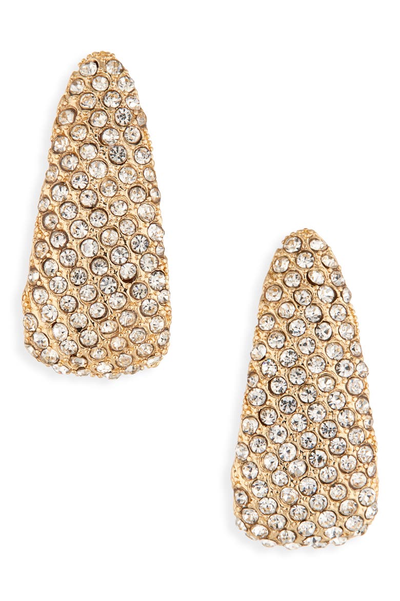 Pavé Drop Earrings, Main, color, CLEAR/ GOLD