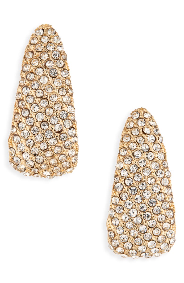 BaubleBar Pavé Drop Earrings, Main, color, Clear/ Gold