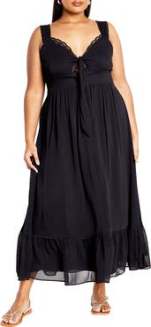 City Chic Lidia Lace Trim Maxi Dress