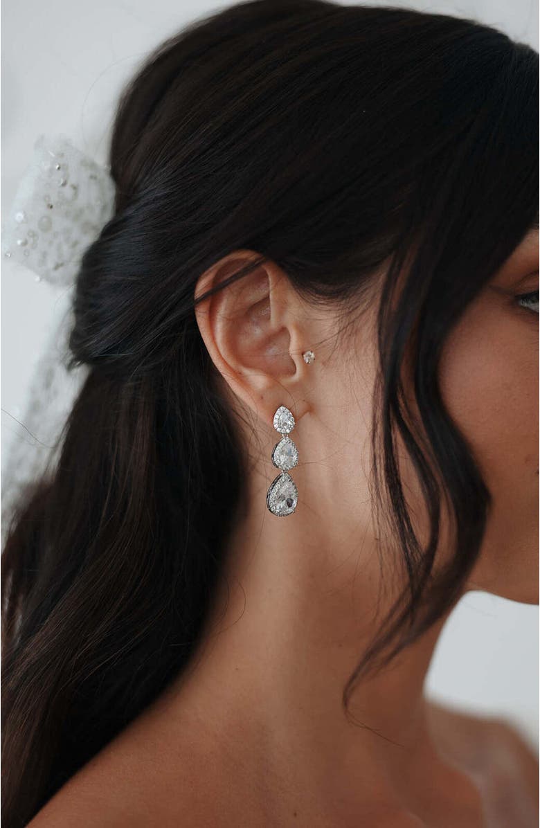 Untamed Petals Dynasty Crystal Drop Earrings, Alternate, color, Silver