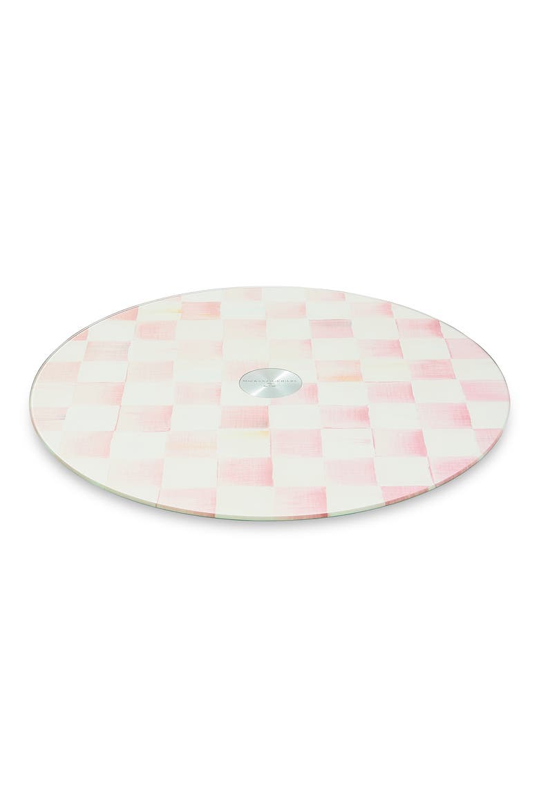 Rosy Check Glass Lazy Susan, Main, color, ROSY
