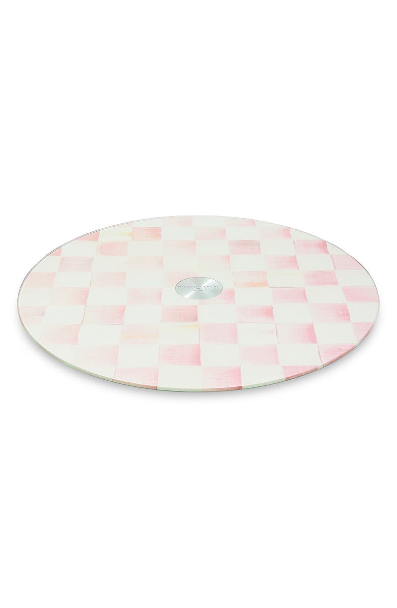 MACKENZIE CHILDS Rosy Check Glass Lazy Susan, Main, color, Rosy