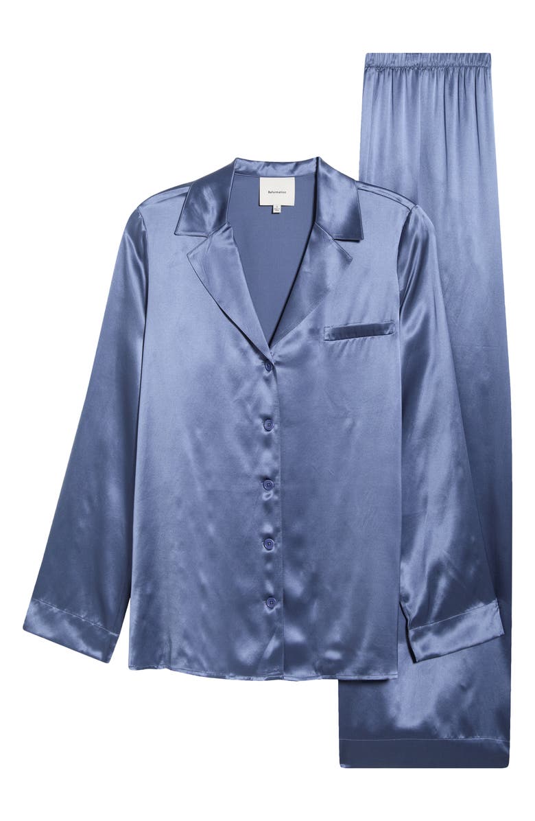 Reformation Ella Silk Pajamas, Main, color, Cornflower