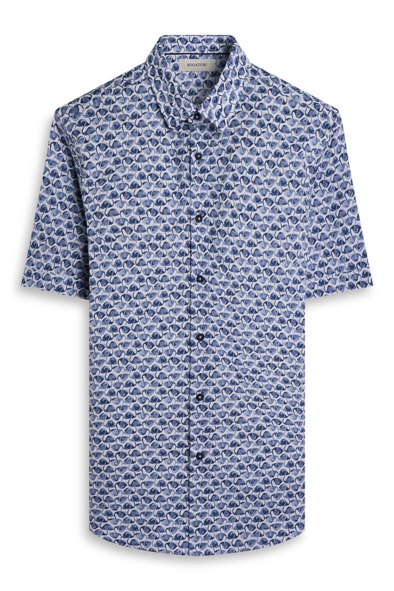 Orson Flamingo Print Short Sleeve Stretch Cotton Button-Up Shirt, Alternate, color, NAVY