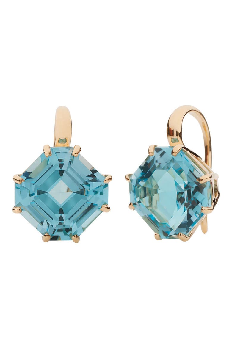Gossip Asscher-Cut Blue Topaz Drop Earrings, Main, color, BLUE TOPAZ