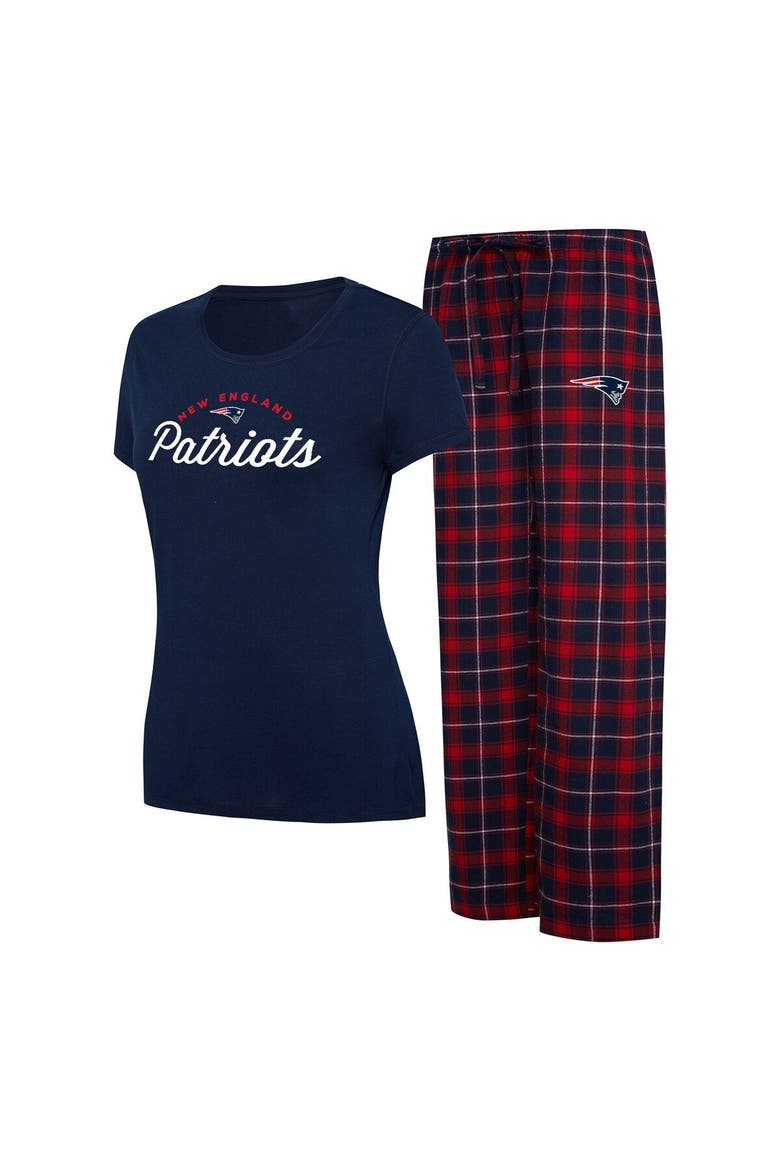 Women's Concepts Sport Navy/Red New England Patriots Arctic T-Shirt & Flannel Pants Sleep Set, Main, color, Navy
