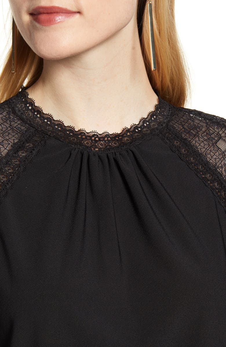 Halogen<sup>®</sup> Lace Yoke Knit Top, Alternate, color,