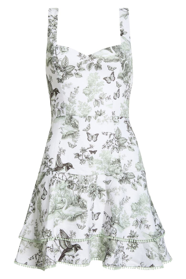 Mixed Print Sweetheart Neck Linen Blend Dress, Alternate, color, DAYBREAK