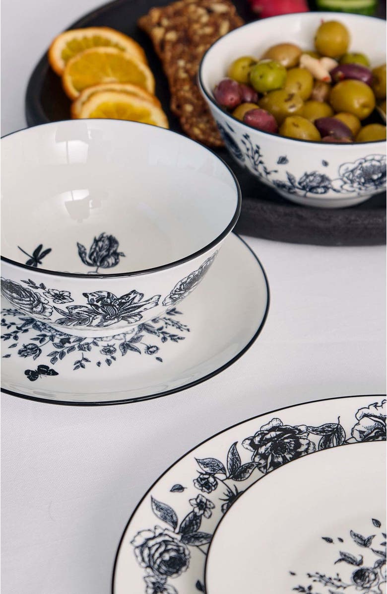 Stone Lain Esme Porcelain 16-Piece Dinnerware Set, Alternate, color, Black