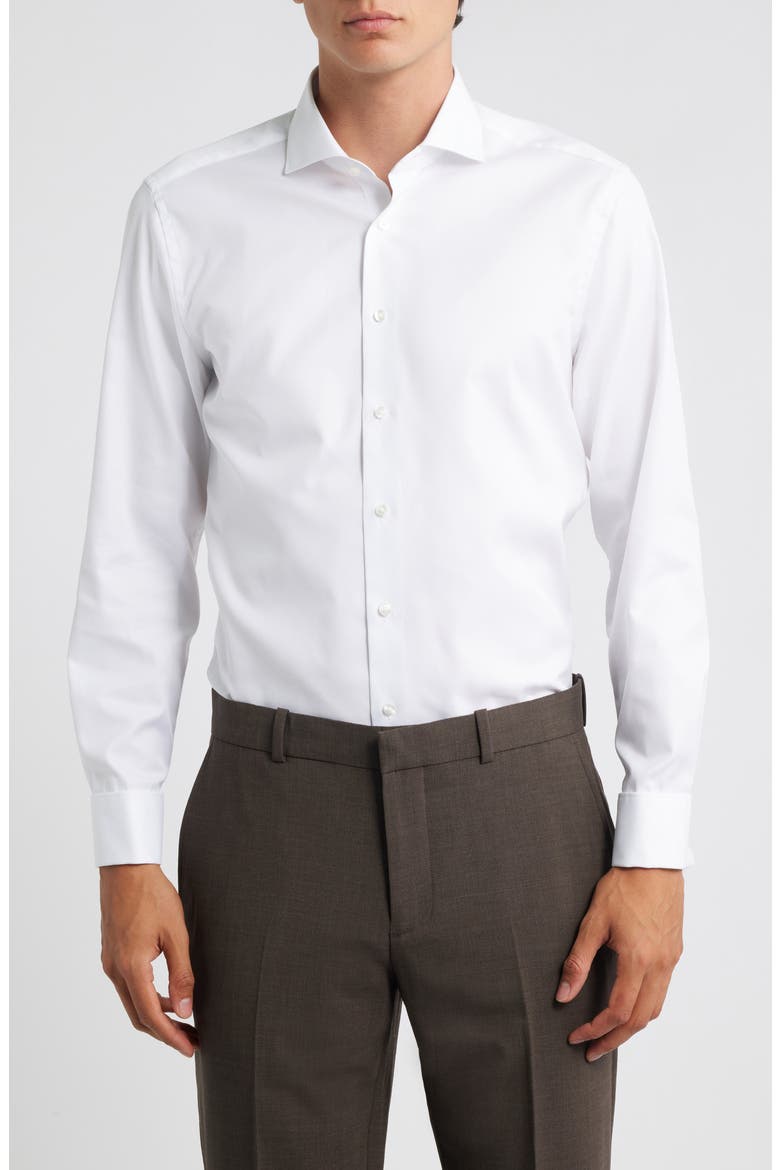 Cover Slim Fit Non-Iron French Cuff Cotton Dress Shirt, Main, color, WHITE