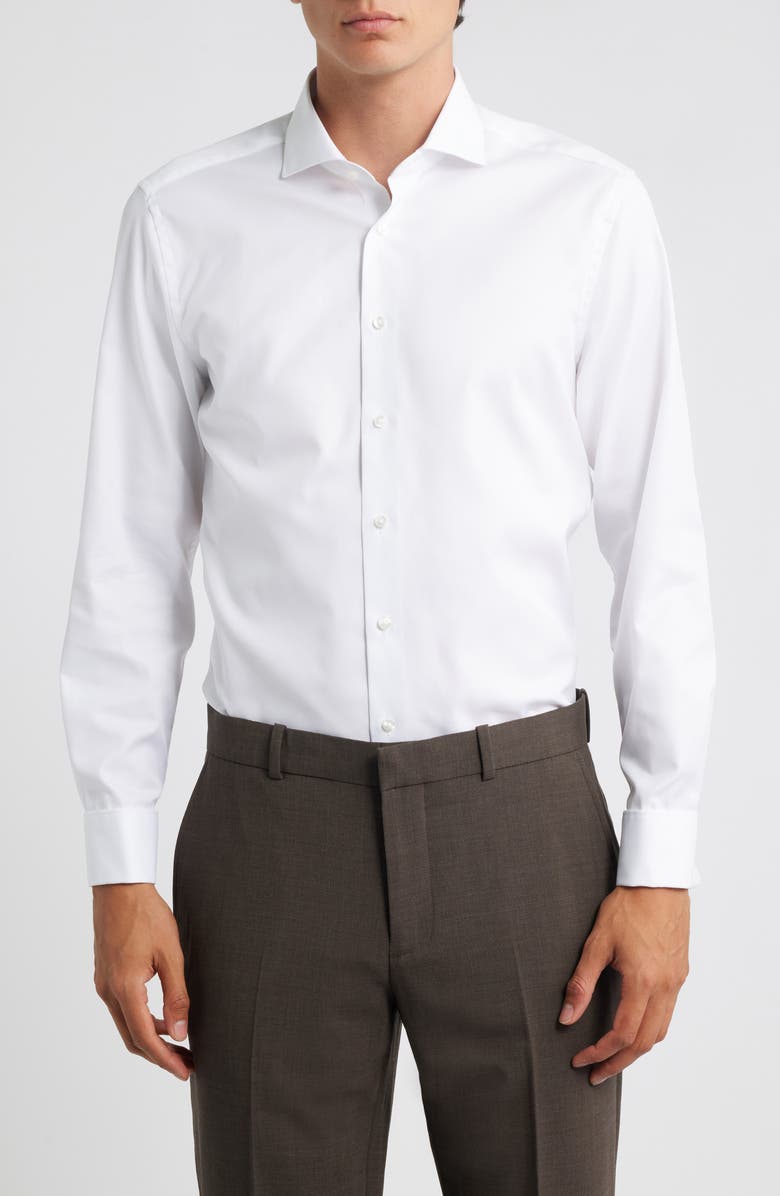 Eterna Cover Slim Fit Non-Iron French Cuff Cotton Dress Shirt, Main, color, White