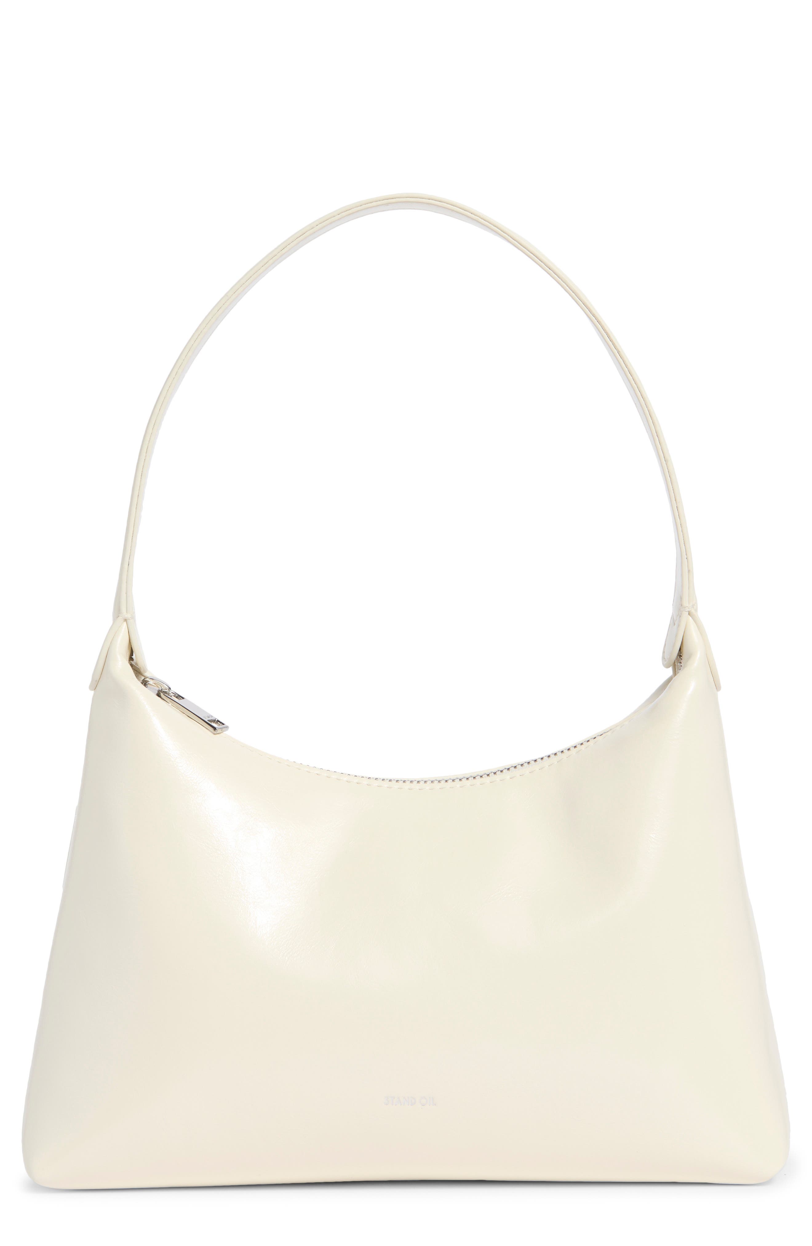 Stand Oil Plump Faux Leather Shoulder Bag in Cream 