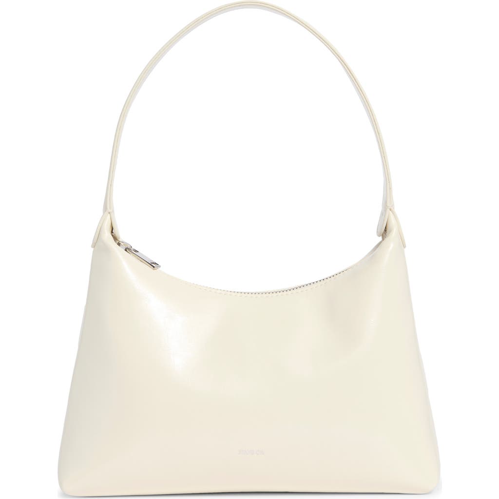Stand Oil Plump Faux Leather Shoulder Bag In White