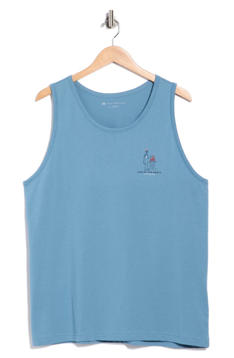TravisMathew BBQ Day Cotton Graphic Tank, Main, color, Captains Blue