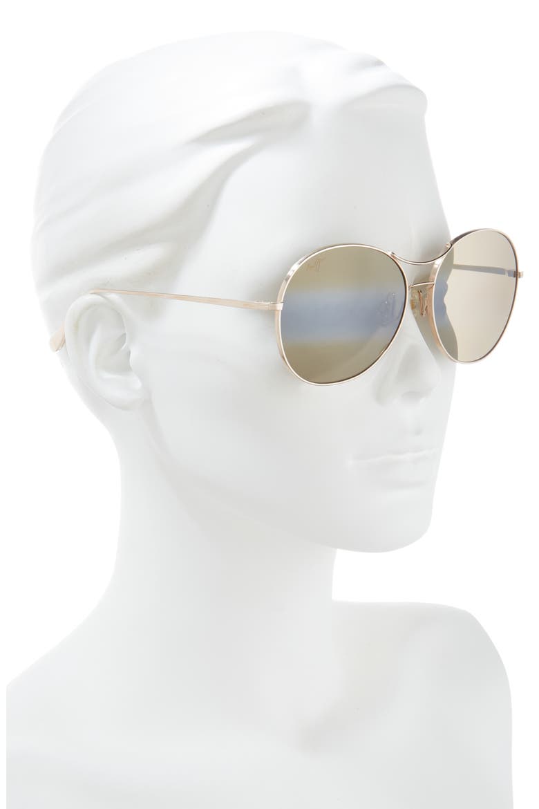61mm Polarized Oval Sunglasses, Alternate, color, GOLD GOLD BRONZE