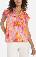 Liverpool Los Angeles Floral Print Ruffle Top
