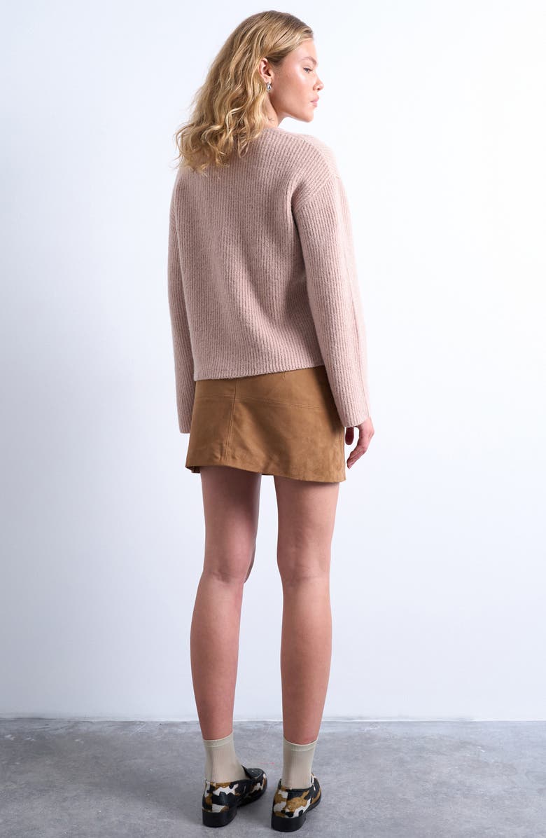 Topshop Shaker Stitch Relaxed Cardigan, Alternate, color, Stone