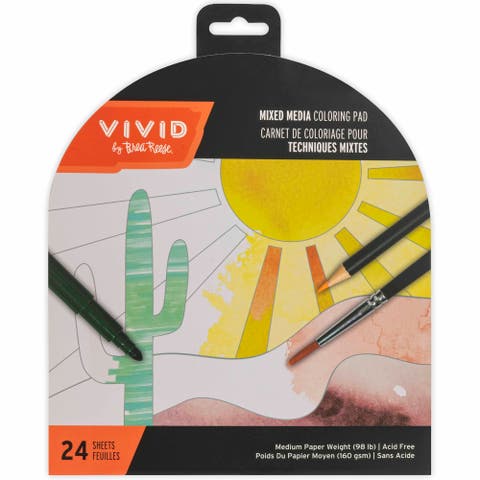 Vivid by Brea Reese Mixed Media Coloring Pad, Boho, 24 Shaped Sheets