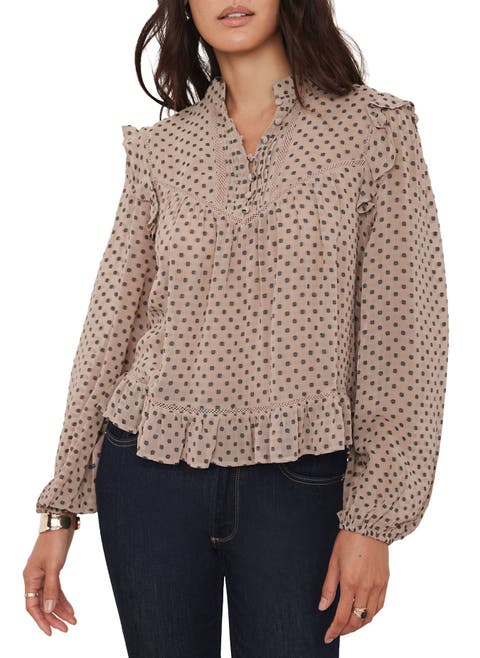 Neutral Jacquard Polka Dot Blouse