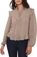 MINT VELVET Neutral Jacquard Polka Dot Blouse