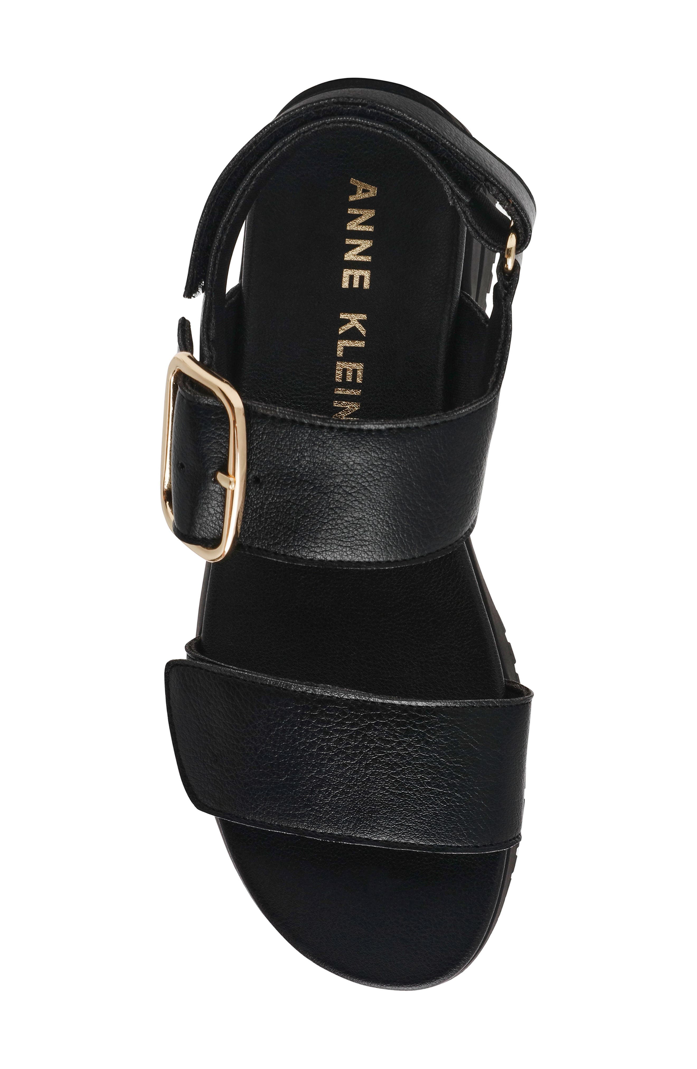Anne Klein Evanti Ankle Strap Platform Sandal, Alternate, color, Black