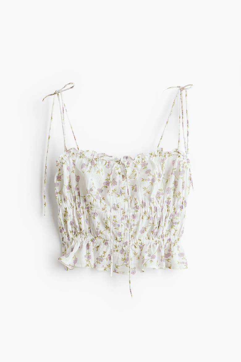 Top With Tie Shoulder Straps, Alternate, color, Ivory/floral
