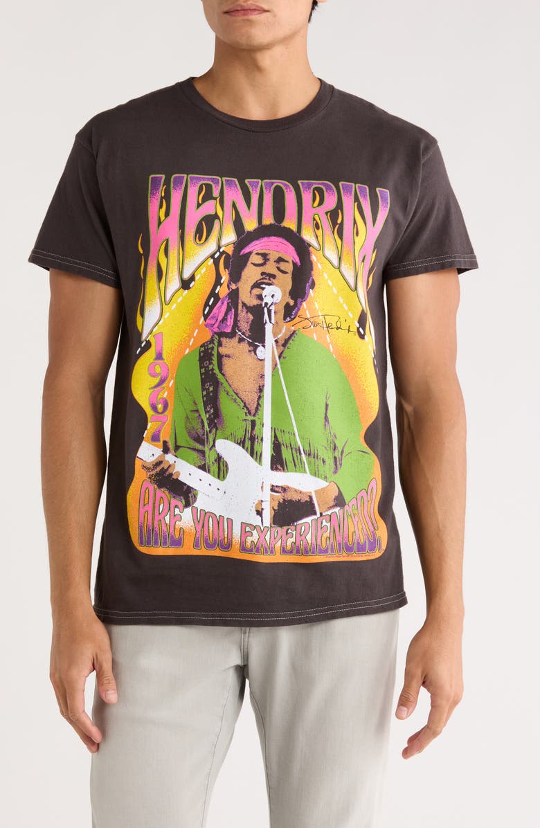 Ripple Junction Jimi Hendrix Graphic T-Shirt, Main, color, Pigment Dye Black