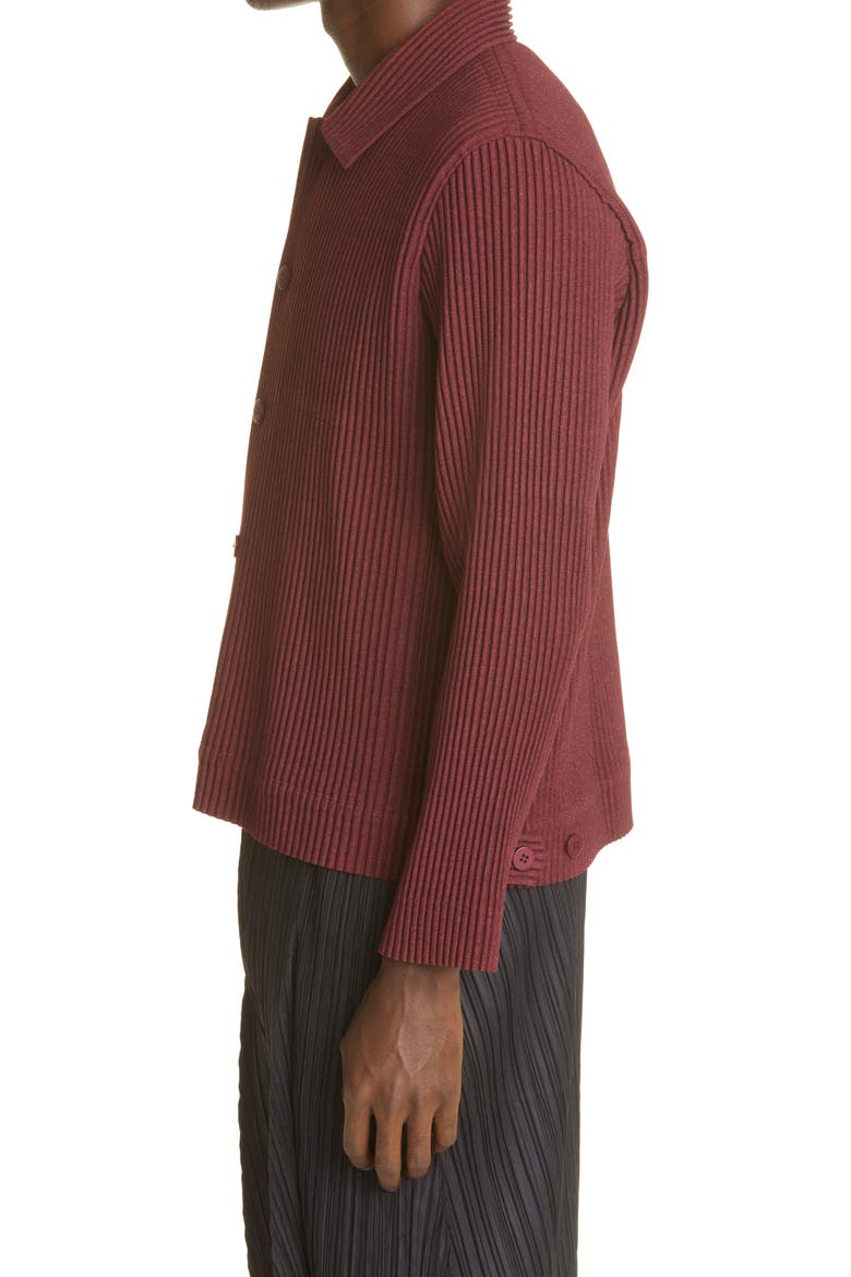 Pleated Shirt Jacket, Alternate, color, BORDEAUX