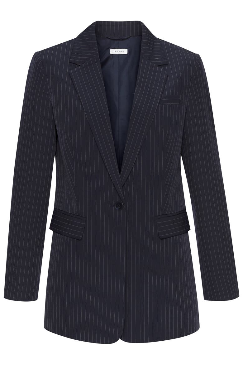 Pinstripe Oversized Blazer, Alternate, color, Navy Ivory