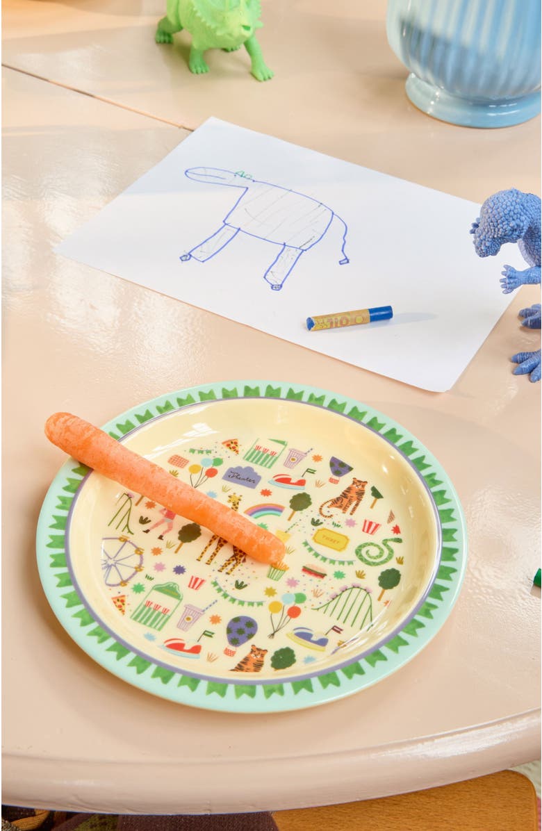 Rice by Rice Melamine Kids Plate Fun Fair, Alternate, color, Mint