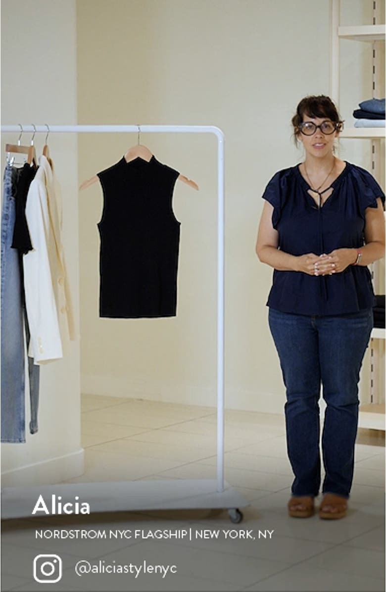 Mock Neck Sleeveless Rib Sweater, sales video thumbnail