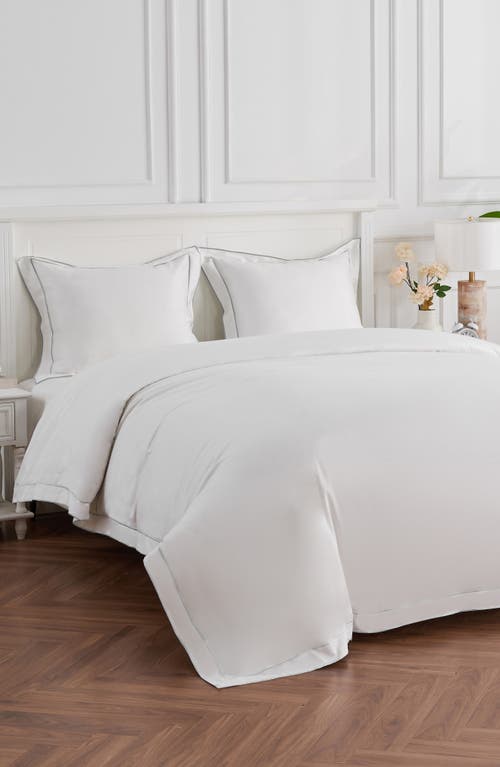 Melange Home Framed Embroidered Duvet & Sham Set In White/grey