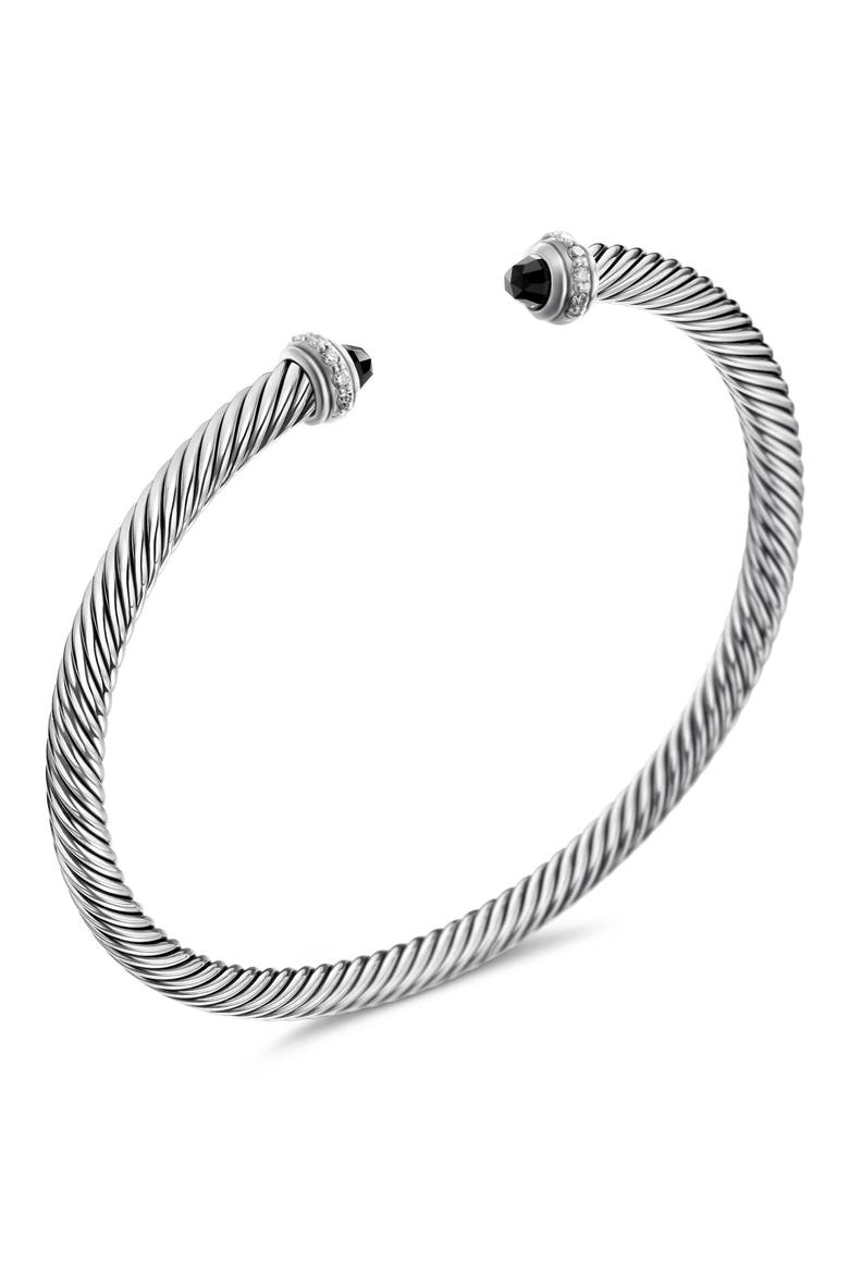 Cable Classic Bracelet with Semiprecious Stones & Diamonds, 4mm, Alternate, color, BLACK ONYX