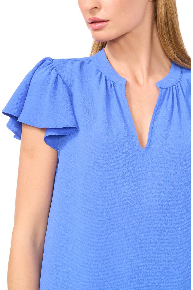 Flutter Sleeve V-Neck Top, Alternate, color, TROPIC NIGHT