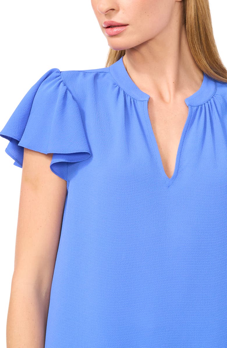 CeCe Flutter Sleeve V-Neck Top, Alternate, color, Tropic Night