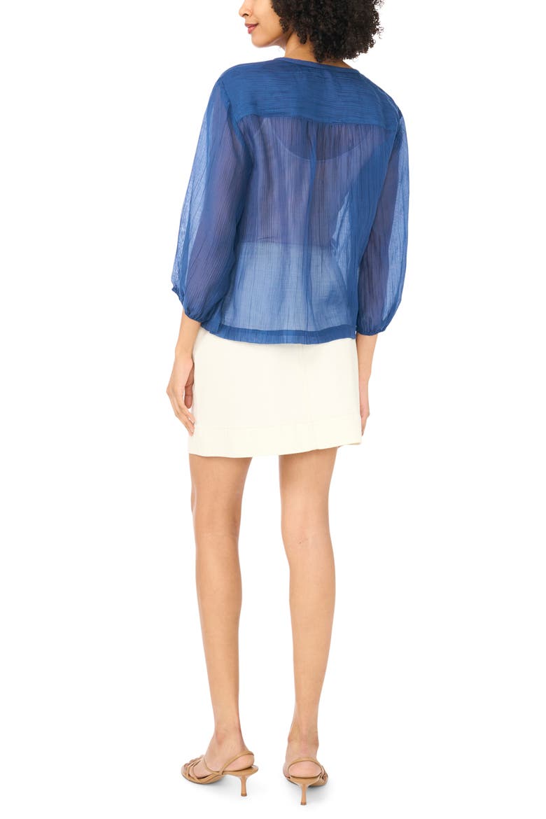 Split Neck Peasant Blouse, Alternate, color, 407 CLASSIC NAVY