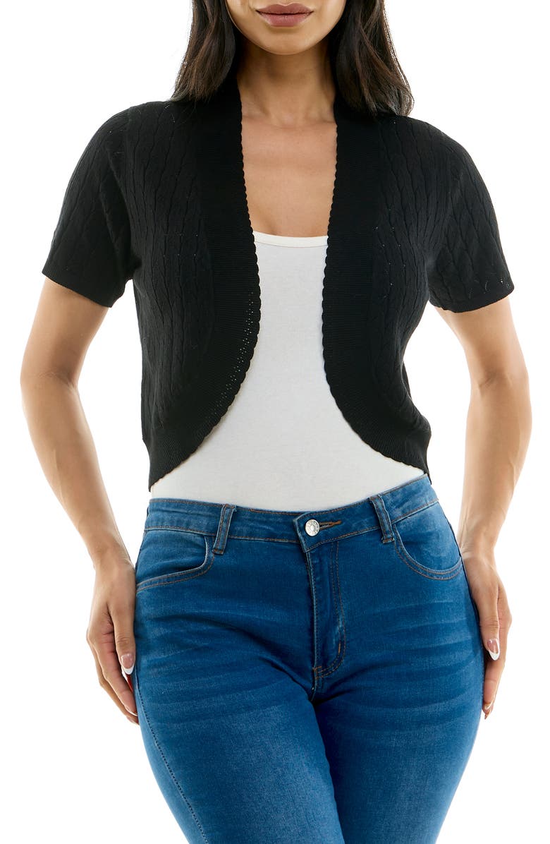 Nina Leonard Scalloped Bolero, Main, color, Black