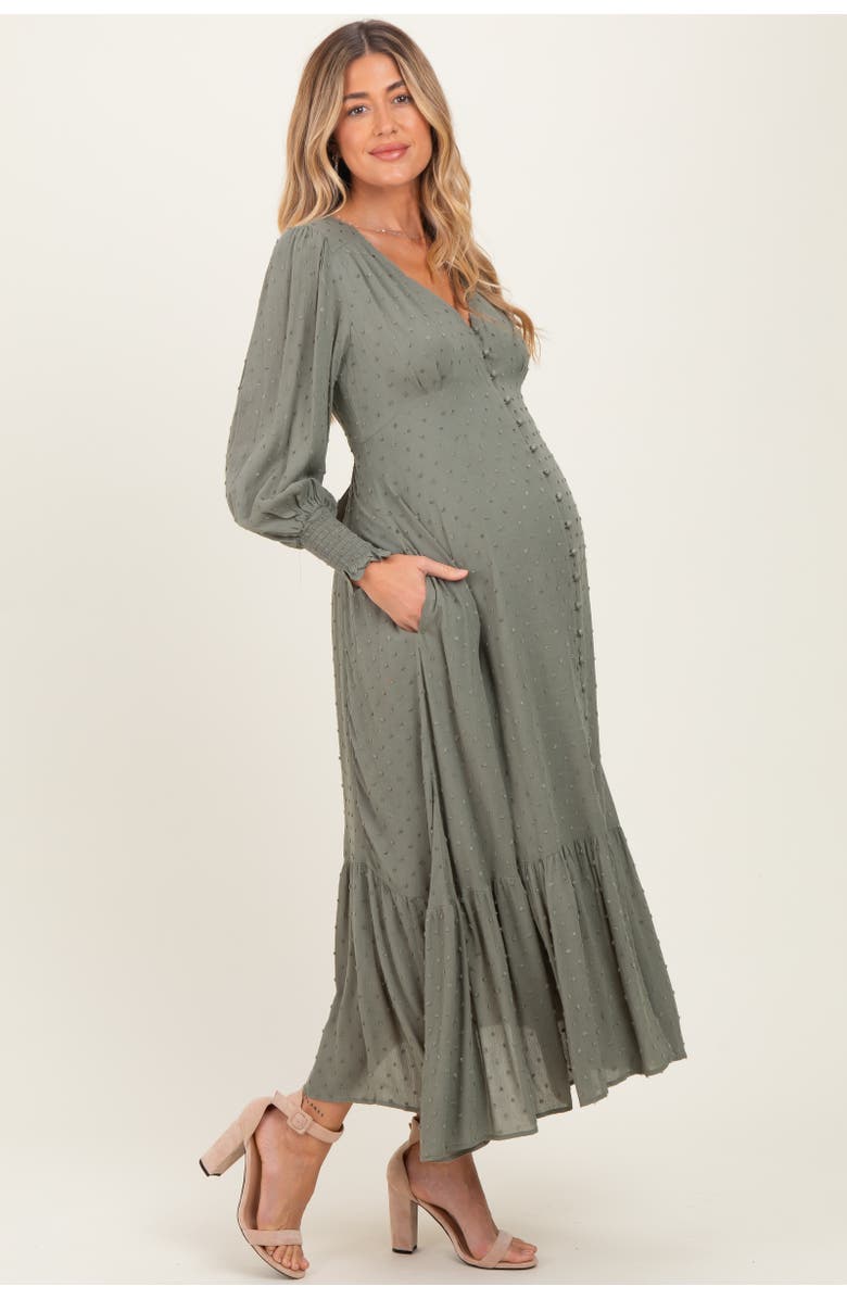 PinkBlush Swiss Dot Button Down Maxi Dress, Alternate, color, 