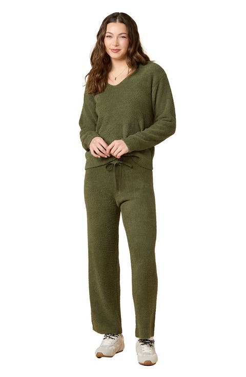 Solid Marshmallow V-Neck Lounge Set