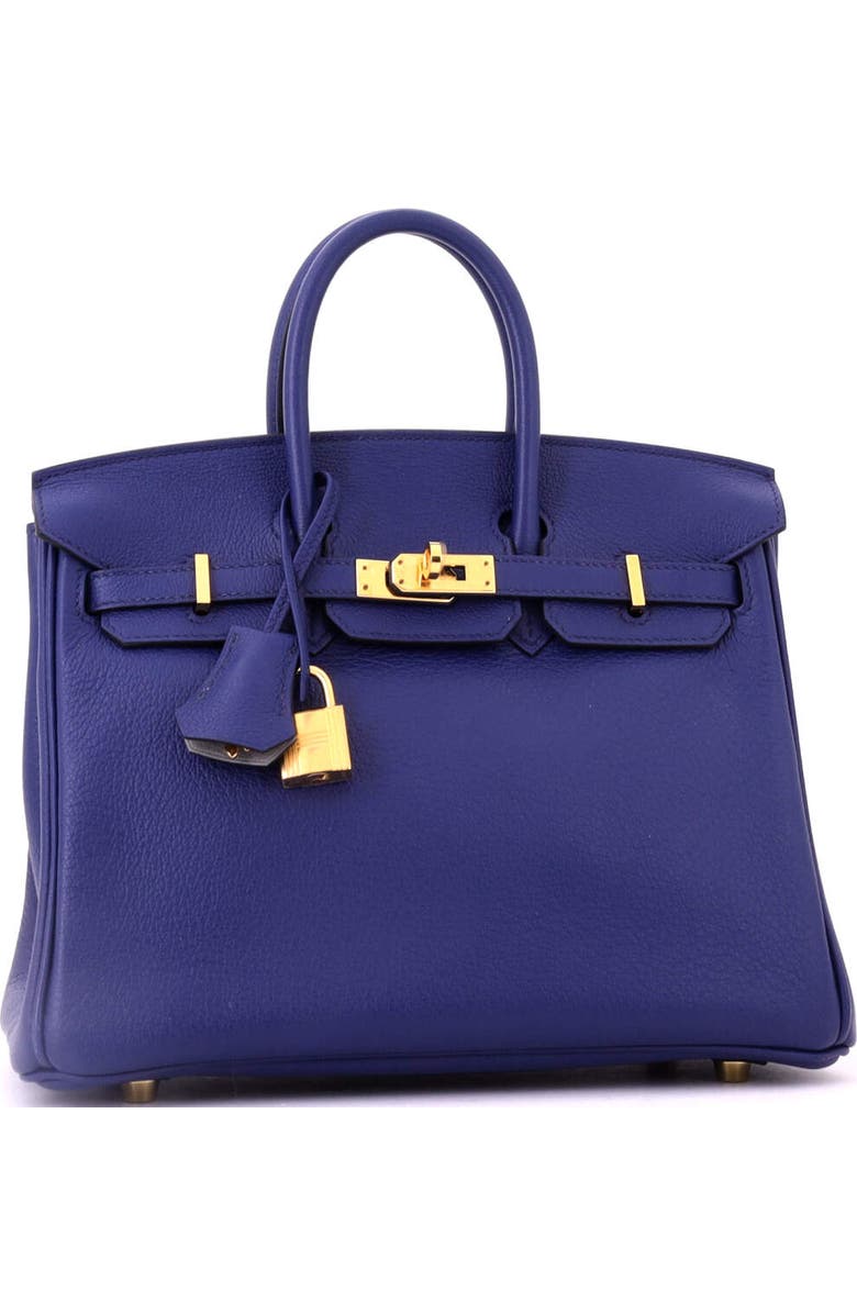 Pre-Owned Hermes Birkin Handbag Verso Novillo with Gold Hardware 25, Alternate, color, Verso-Bleu Saphir/Gris Mouette