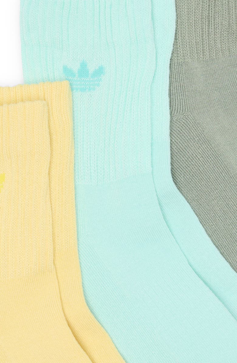 adidas Assorted 3-Pack Trefoil 2.0 Quarter Socks, Alternate, color, Blue/ Silver Green/Yellow