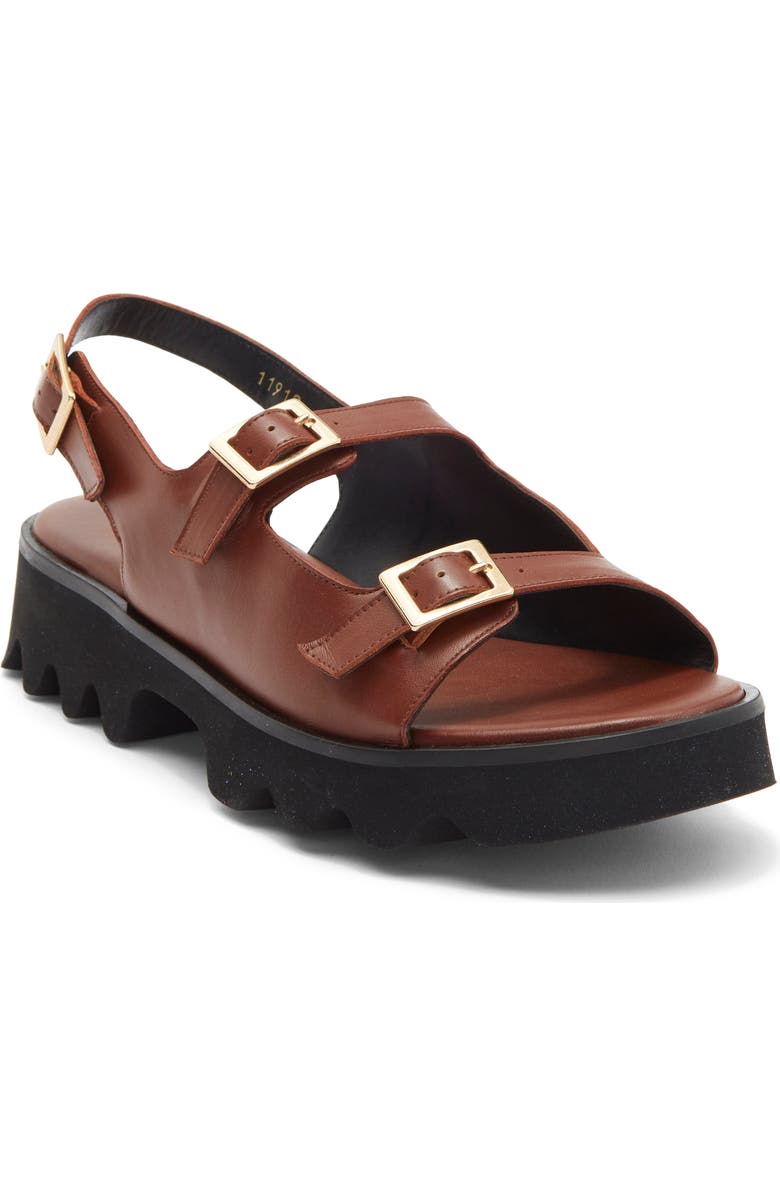 Freda Salvador Buckle Strap Sandal, Main, color, Chocolate Calf